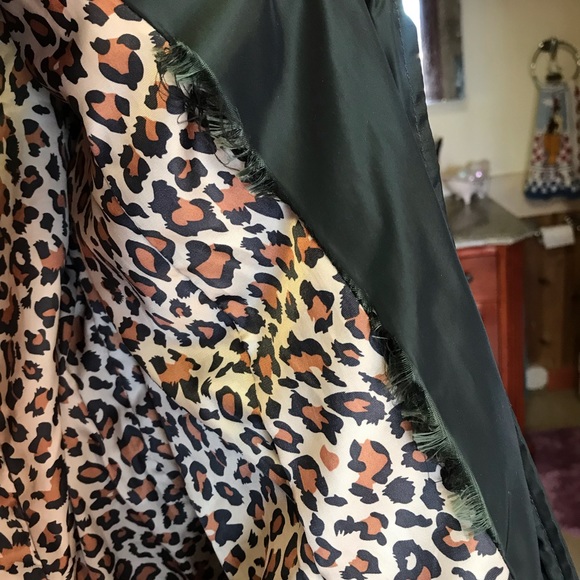 PINK MARTINI Abi Coat green metallic knit sleeves removable hood ruffle coat - Picture 16 of 17